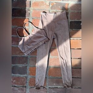 JoyLab Mauve Velvet Leggings and Bralette Set